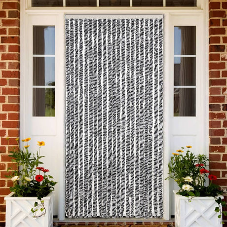 Zasłona muchowa Vidaxx 90x220 cm szenilowa szara i czarno-biała