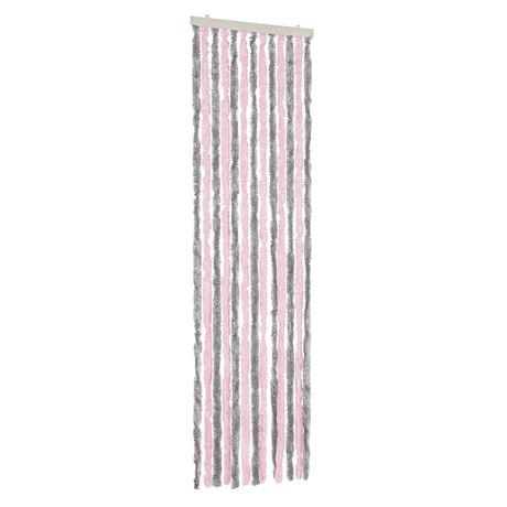 Zasłona muchowa Vidaxx 56x185 cm szenilowo-srebrno-szara i różowa