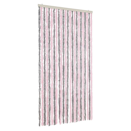 Zasłona muchowa Vidaxx 100x230 cm szenilowa srebrnoszara i różowa
