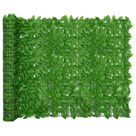 Parawan balkonowy Vidaxxl z zielonymi liśćmi 300x150 cm