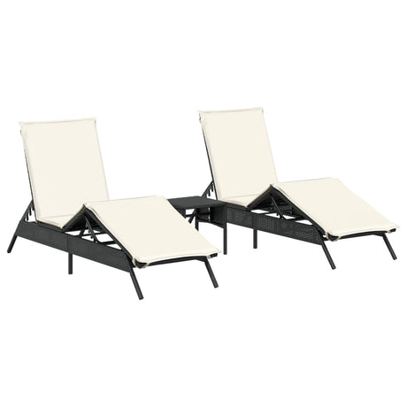 Vidaxl ligbedden 2 st met tafel poly rattan zwart
