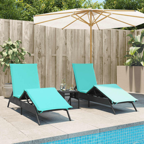 Vidaxl ligbedden 2 st met tafel poly rattan zwart (alleen vs)