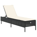 Vidaxl ligbed met kussen poly rattan zwart
