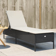 Vidaxl ligbed met kussen poly rattan zwart