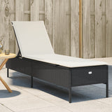 Vidaxl ligbed met kussen poly rattan zwart