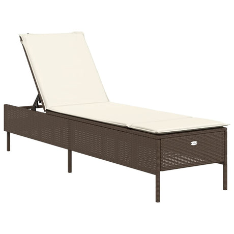 Vidaxl ligbed met kussen poly rattan bruin