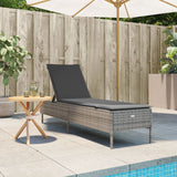 Vidaxl ligbed met kussen poly rattan grijs