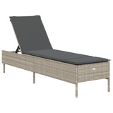 Vidaxl ligbed met kussen poly rattan lichtgrijs