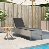 Vidaxl ligbed met kussen poly rattan lichtgrijs
