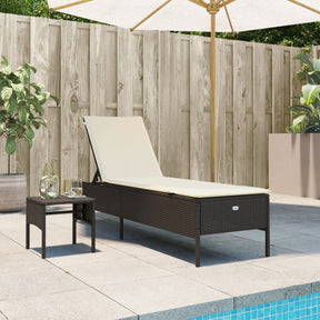 Vidaxl ligbed met tafel en kussen poly rattan bruin