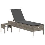 Vidaxl ligbed met tafel en kussen poly rattan grijs