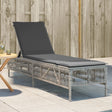Vidaxl ligbed met kussen poly rattan lichtgrijs