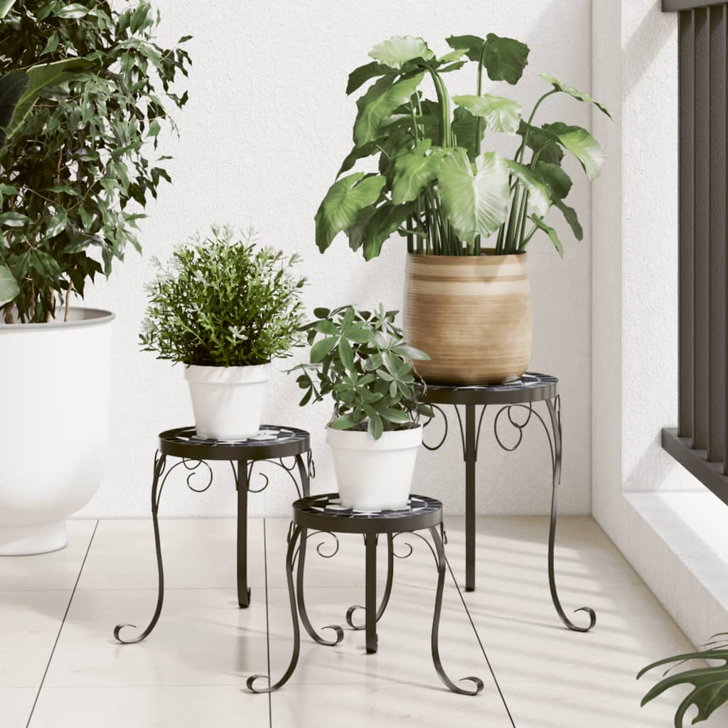 Stojaki na rośliny Vidaxl 3 szt. Ceramiczne czarno-białe