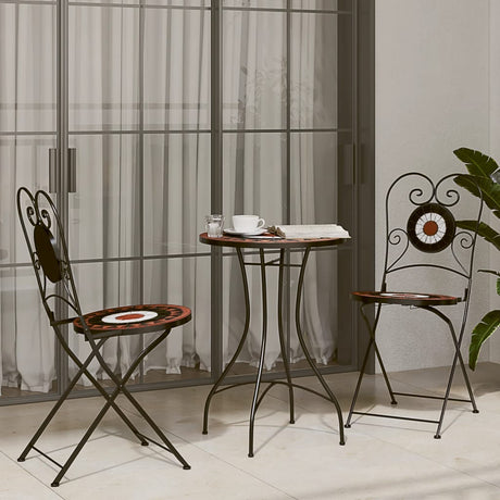 Vidaxl bistrotafel mozaïek ø50x70 cm keramiek terracottakleurig en wit
