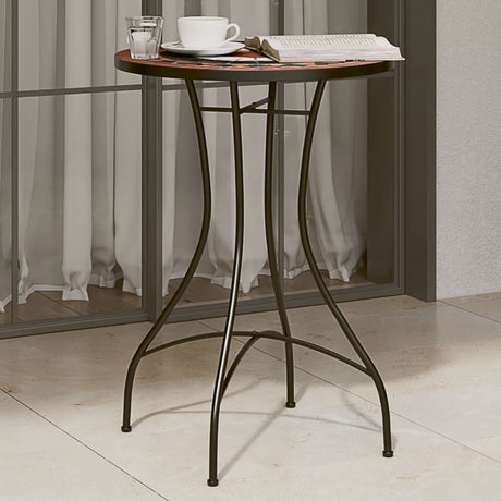 Vidaxl bistrotafel mozaïek ø50x70 cm keramiek terracottakleurig en wit