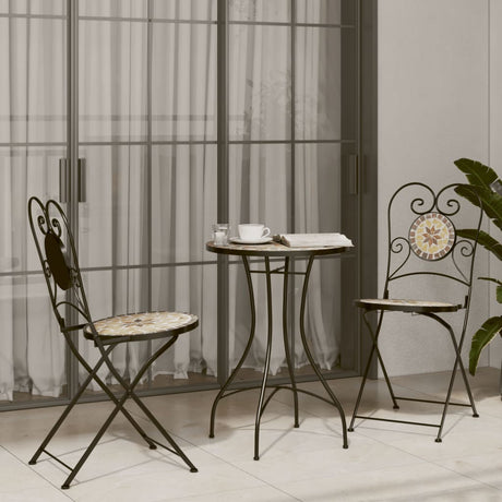 Vidaxl bistrotafel mozaïek ø50x70 cm keramiek terracottakleurig en wit