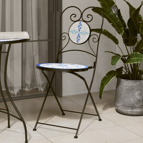 Vidaxl opklapbare stoelen (2 stuks) blauw-wit keramiek