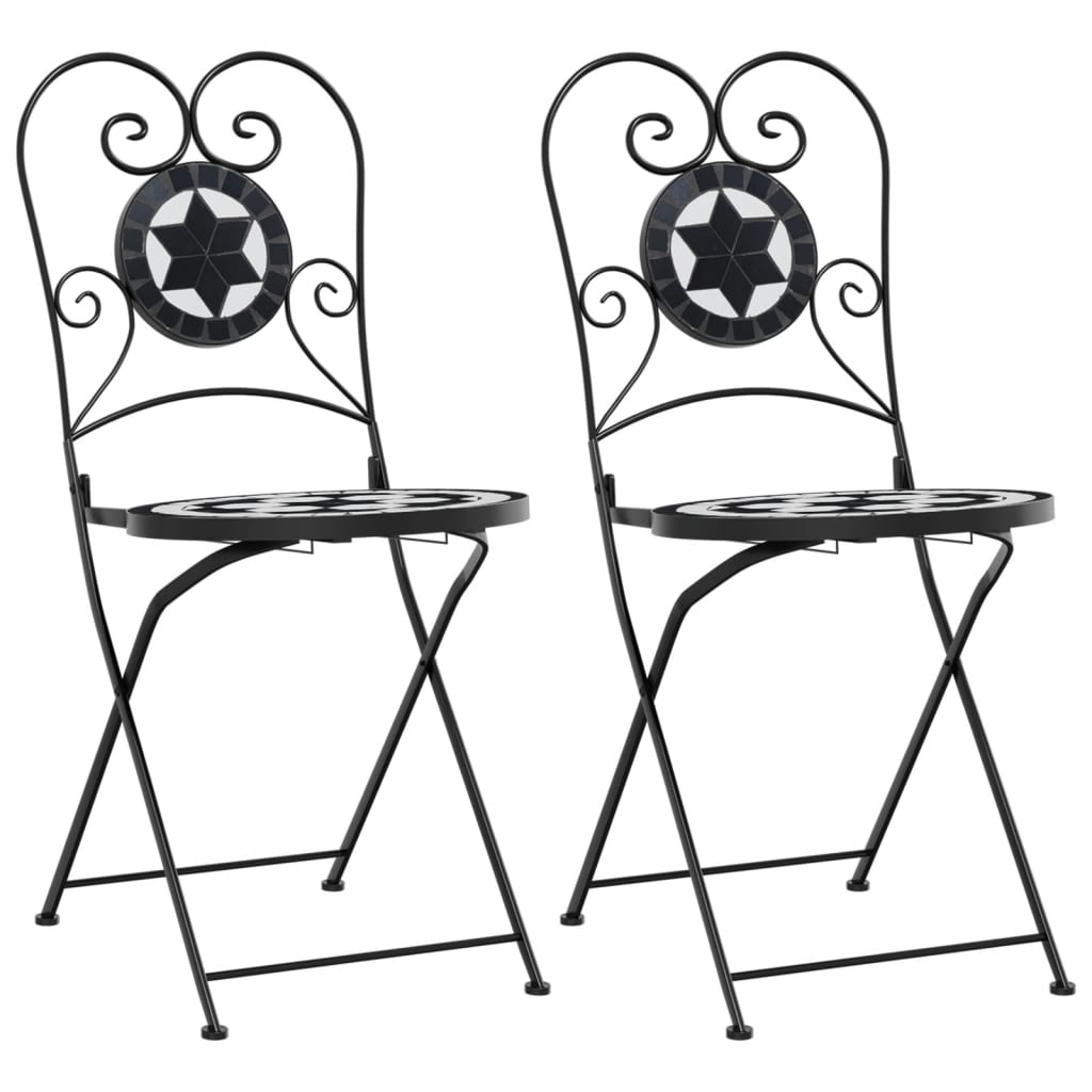 Vidaxl opklapbare stoelen, 2 stuks, zwart-wit keramiek