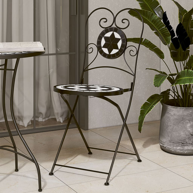 Vidaxl opklapbare stoelen, 2 stuks, zwart-wit keramiek