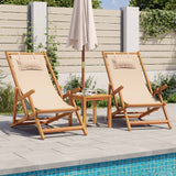 Vidaxl opklapbare stoel, beige, massief eucalyptushout en stof.