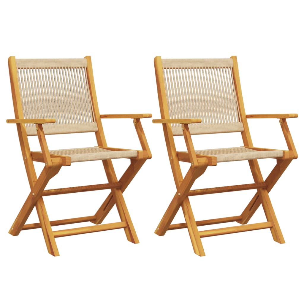 Vidaxl inklapbare stoelen 2 st massief acaciahout en polypropeen beige