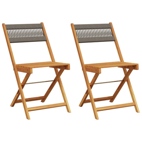 Vidaxl opklapbare stoelen, 2 stuks, grijs, massief acaciahout en touw