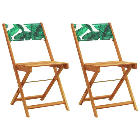 Vidaxl inklapbare stoelen 2 st bladpatroon massief acaciahout en stof