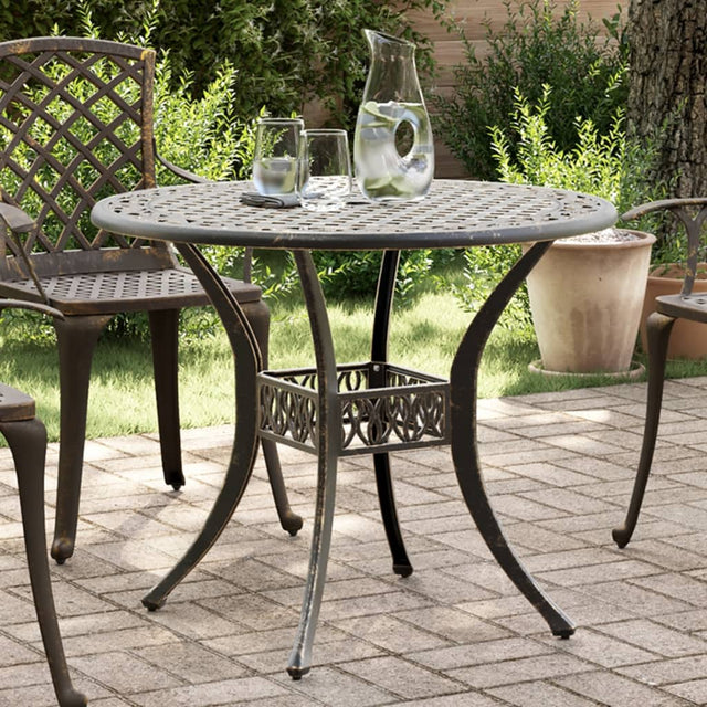 Vidaxl tuintafel ø 90x75 cm gietaluminium bronskleurig