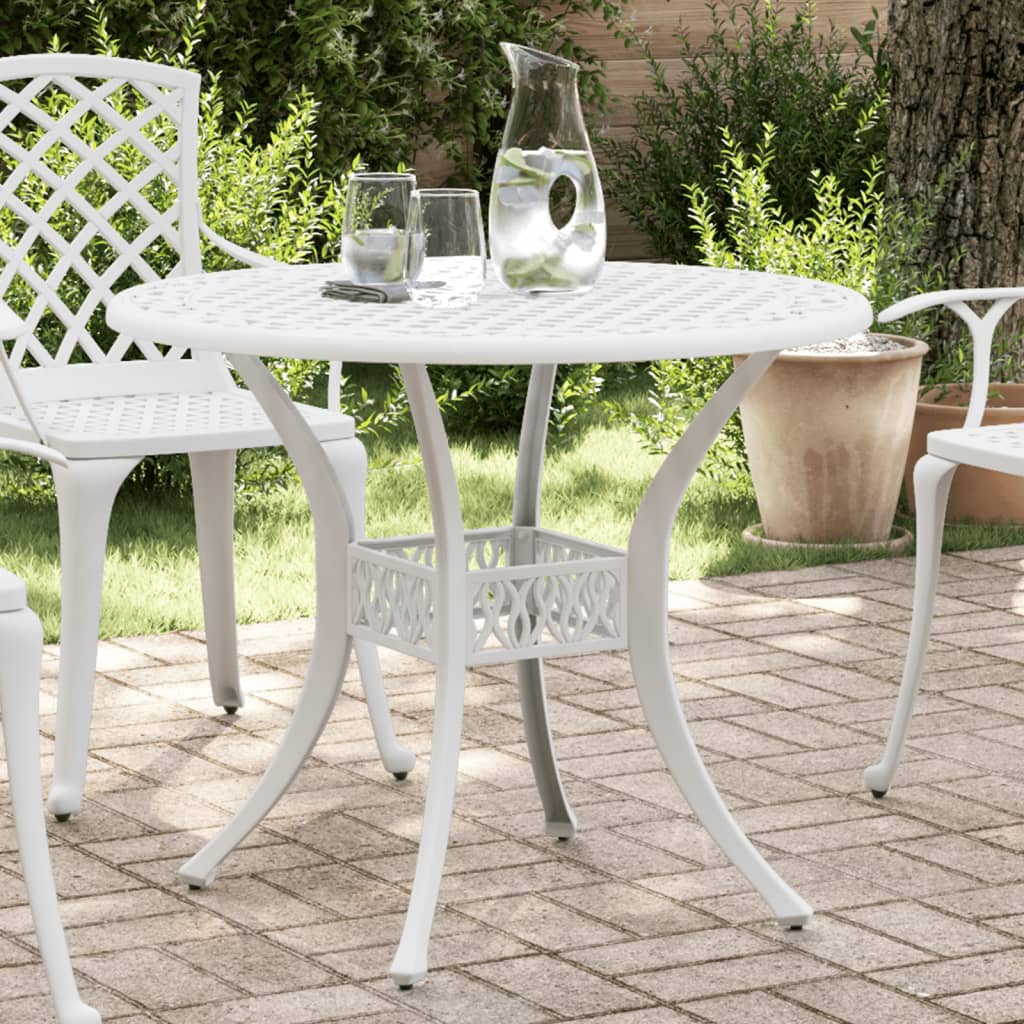 Vidaxl tuintafel ø 90x75 cm gietaluminium wit