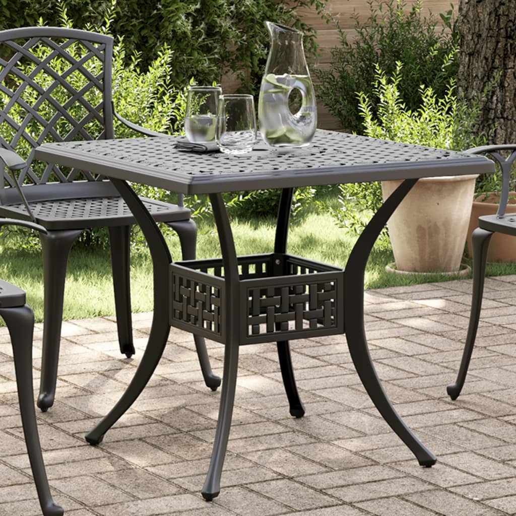 Vidaxl tuintafel 80x80x75 cm gietaluminium zwart