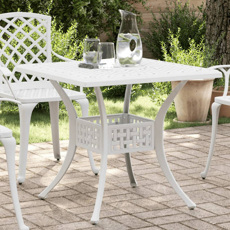 Vidaxl tuintafel 80x80x75 cm gietaluminium wit