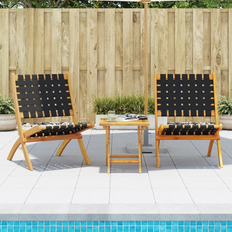 Vidaxl opklapbare stoelen, 2 stuks, zwart, massief acaciahout en stof.