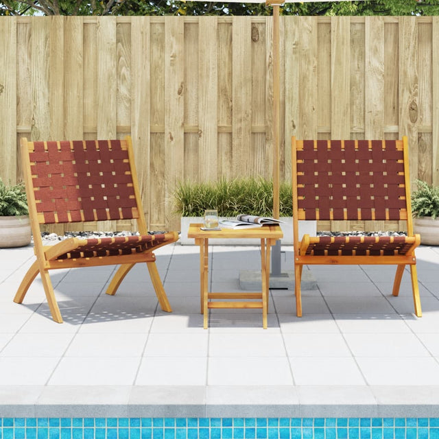 Vidaxl opklapbare stoelen, 2 stuks, rood, massief acaciahout en stof.