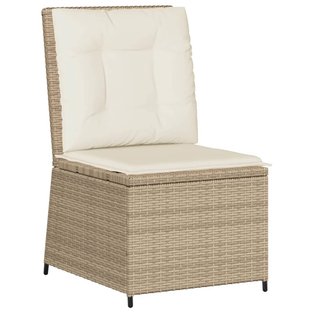 Vidaxl tuinbank verstelbaar met kussens poly rattan beige