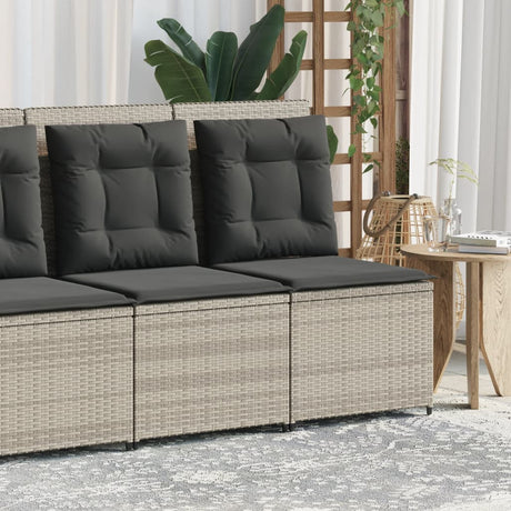 Vidaxl tuinbank verstelbaar met kussens poly rattan lichtgrijs