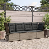 Vidaxl tuinhoekbank met kussens poly rattan grijs