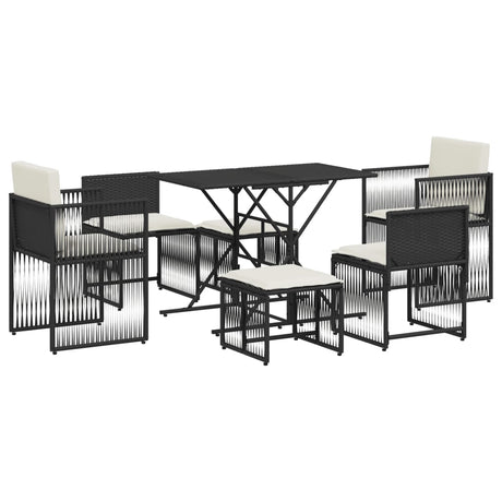 Vidaxl 7-delige tuinset met kussens poly rattan zwart