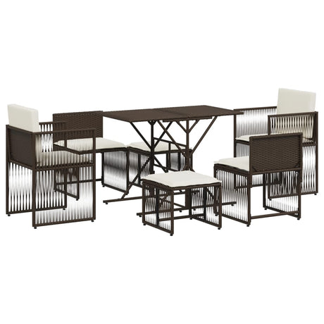 Vidaxl 7-delige tuinset met kussens poly rattan bruin