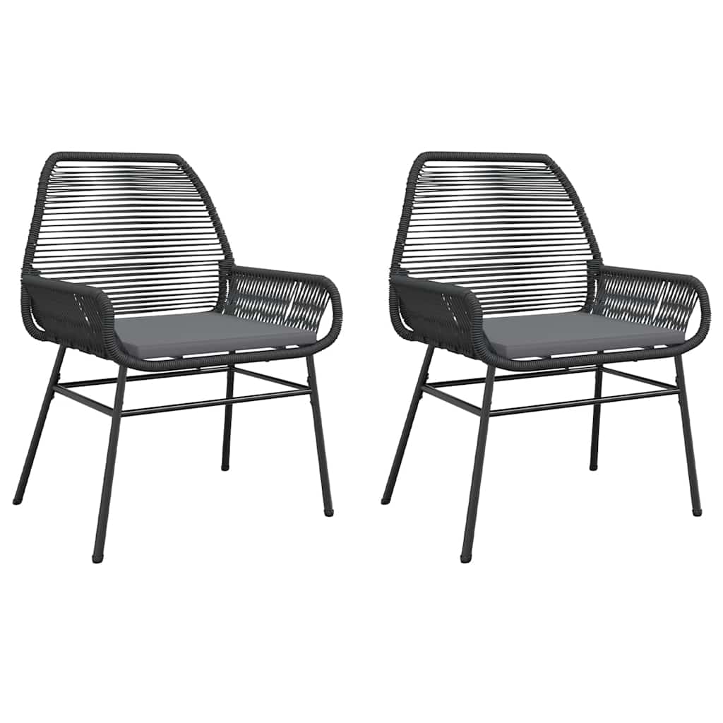 Vidaxl tuinstoelen 2 st met kussens poly rattan zwart