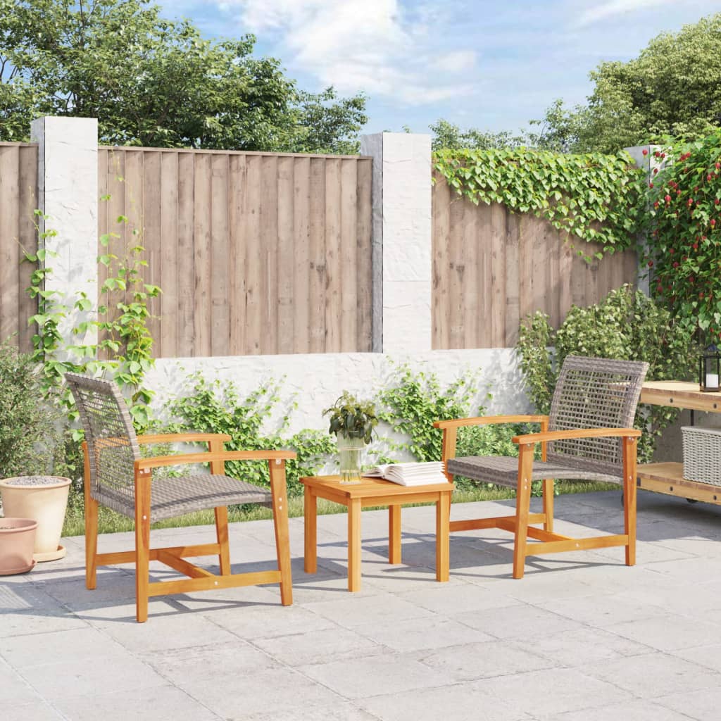 Vidaxl tuinstoelen 2 st poly rattan en acaciahout grijs