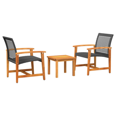 Vidaxl 3-delige bistroset poly rattan en acaciahout zwart