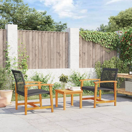 Vidaxl 3-delige bistroset poly rattan en acaciahout zwart
