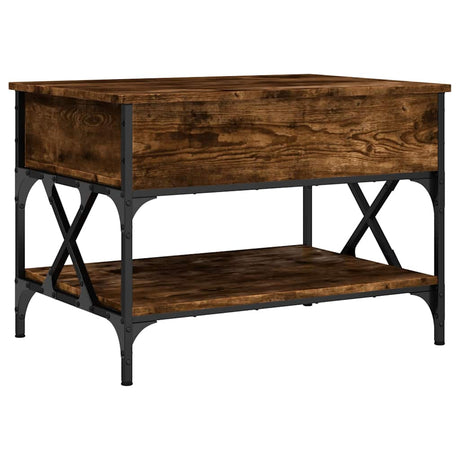 Vidaxl salontafel 70x50x50 cm bewerkt hout en metaal gerookt eiken