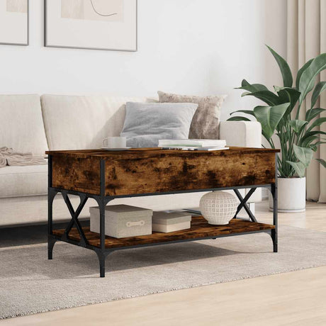 Vidaxl salontafel 100x50x50 cm bewerkt hout en metaal gerookt eiken