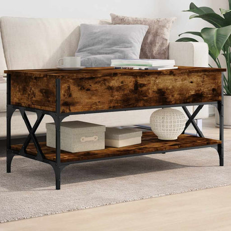 Vidaxl salontafel 100x50x50 cm bewerkt hout en metaal gerookt eiken