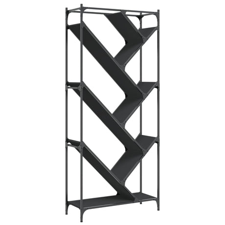 Vidaxl boekenkast 79x30x180 cm bewerkt hout en metaal zwart