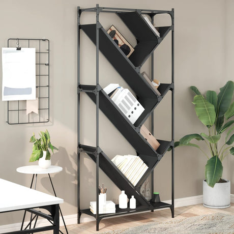 Vidaxl boekenkast 79x30x180 cm bewerkt hout en metaal zwart