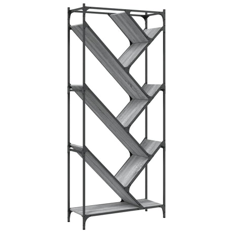Vidaxl boekenkast 79x30x180 cm bewerkt hout en metaal grijs sonoma
