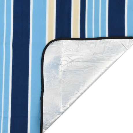 VidaXL składany koc piknikowy w paski 200x150 cm aksamitno-niebiesko-biały