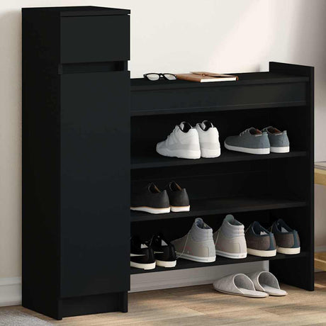 Szafka na buty Vidaxx 100,5x28x100 cm wykończona drewnem w kolorze czarnym